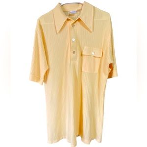 Vintage Don Loper Beverly Hills CA 1960s Men’s L Yellow Pocket Polo Shirt MCM
